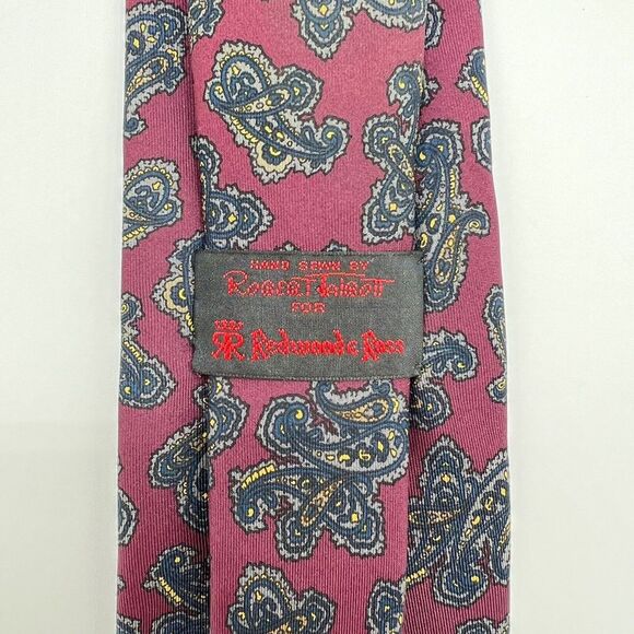 Robert Talbott For Redwood & Ross Burgundy Multicolor Paisley Silk Tie Necktie - Picture 2 of 7